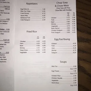 menu