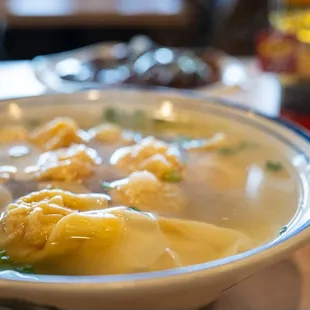 Wontons in broth