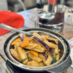 Eggplant in Garlic Sauce in Casserole - yum!