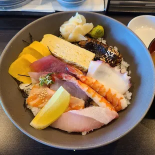 Chirashi bowl. Lunch.