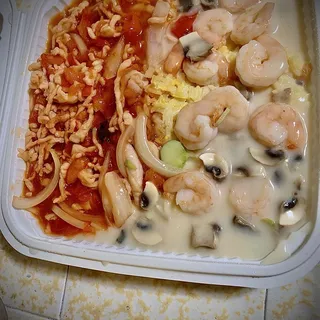 Yin Yang Fried Rice Sweet & Sour Prawns Gravy