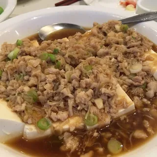 Steamed Tofu with Pork & Soy Sauce