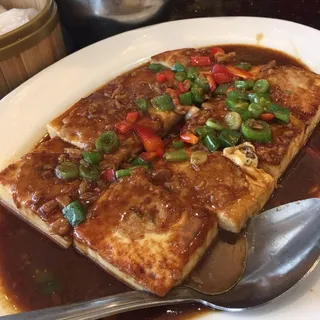 Pan Fried Stuffed Tofu with Brown Sauce
