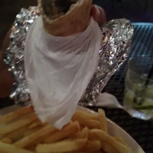 Kafta sandwich. I don't know how anyone could finish a whole platter. So much food