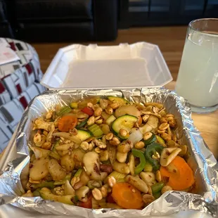 48. Kung Pao Chicken with cat ear noodles