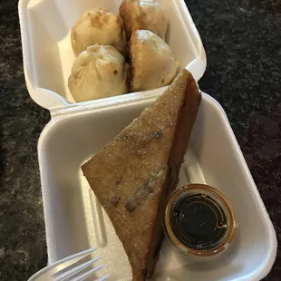 Fried Dumplings (we ate one!) and Taro Cake