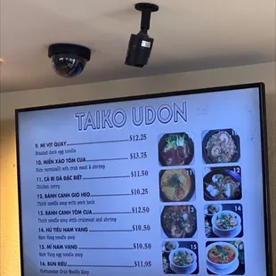 a menu on the wall