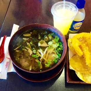 Udon Tempura Shrimp w/ an Orangina Drink