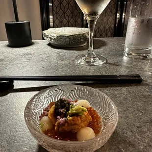 Uni caviar fish roe mochi