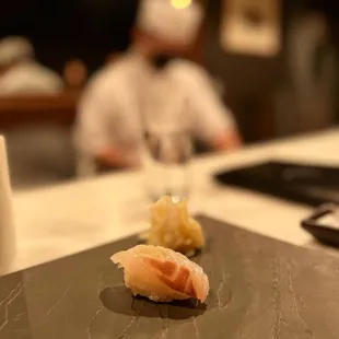 a chef in the background