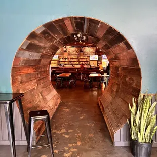 the entrance to the restaurant