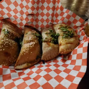 Beef empanadas bigger than mushroom empanadas