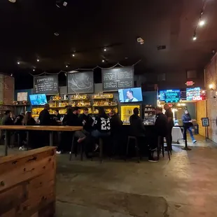 Kitchen at right side of bar