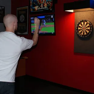 a man playing a video game