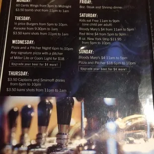 Daily Specials.