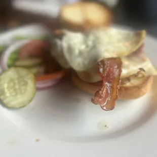 Chicken sandwich with bacon and eggs!