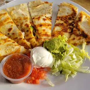 Chicken quesadilla about $15