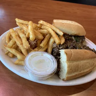 Philly Cheesesteak and fries