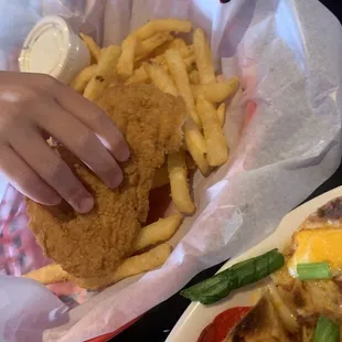 Kids chicken tenders and fries