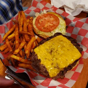 1/2 pound burger with fries,  very good