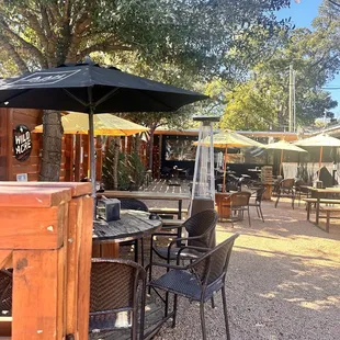 tables and umbrellas