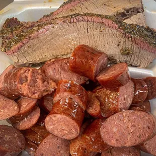 Prime brisket and Wagyu sausage