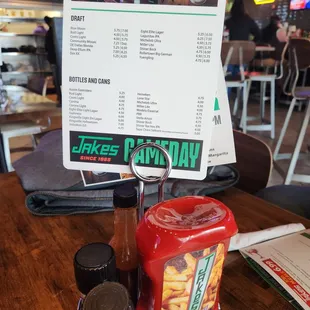 Beer menu