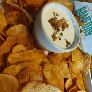 French Onion Dip and house chips