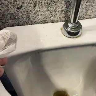 A filthy restroom.