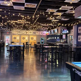 a pool table in the foreground