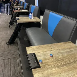 nice seating and cue holders