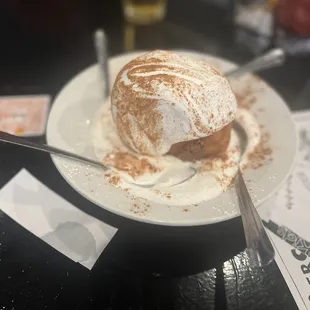 Fried ice cream with extra whip cream! Perfect amount  to share