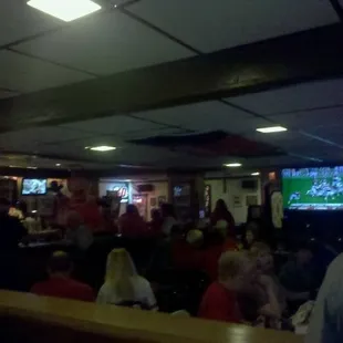 people watching a football game