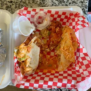 Wet soggy fall apart fried (no chicken) wrap  oh and chunk of blue cheese when I ordered ranch. Straight to the trash can