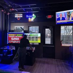 a man playing a video game