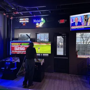 a woman playing a video game