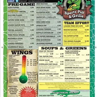 Dinner Menu page 1
