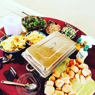 Salad bar with spinach dip