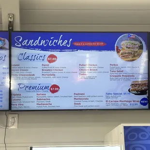 Sandwich Menu December '23