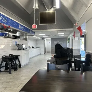 Additional seating, high chairs, condiment station and restrooms