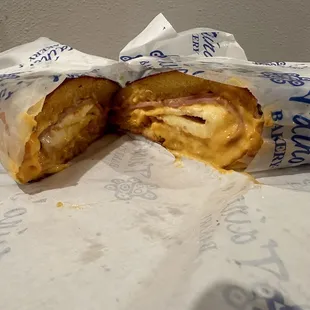 Ham, egg and cheese sandwich