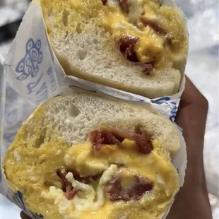 Bacon, egg, and cheese on Cuban bread