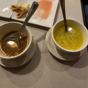 Hot Sour left &amp; egg drop right