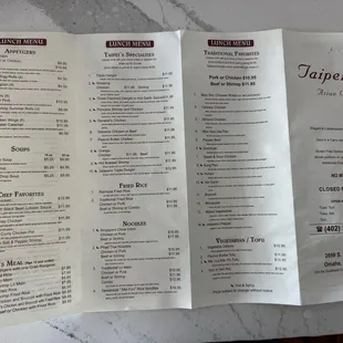 Inside of the to go menu
