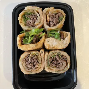 Roast Beef with Scallion Roll in Scallions Pancake