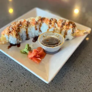 a plate of sushi