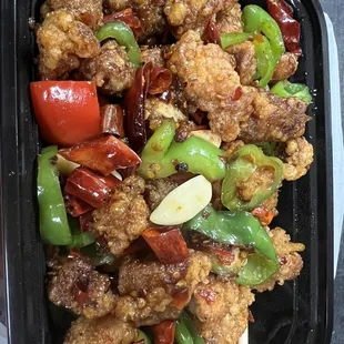 Crispy spicy chicken.