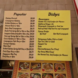 menus and prices