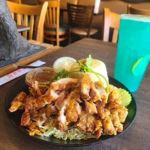 Fried Hainan Chicken Rice and Coral Reef Lemonade