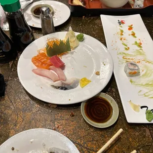 Sashimi and some rolls